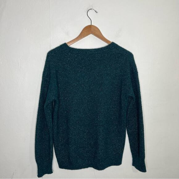Banana Republic Filpucci Fine Italian Green Teal Silver Yarn Sweater Size Medium - Picture 2 of 12